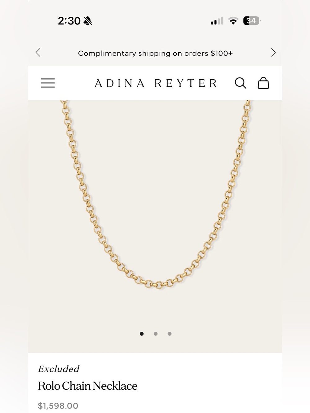Adina Reyter Rolo Chain Necklace